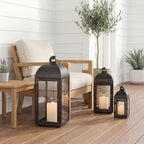 NEEDOMO Lanterns Decorative Outdoor & Indoor, Set of 3 Outdoor Lanterns for Porch, 23" Large Candle Lantern, Bronze Metal Frame with Glass, Vintage Farmhouse, Patio, Pathway, Garden, Fall, Christmas - Image 3