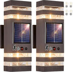 Oil Rubbed Bronze Solar Outdoor Wall Lights with 3-Mode Motion Sensor Outside Sconces Up Down Solar Porch Light Fixtures 3000K 500LM Dusk to Dawn Modern Exterior Wall Lamp for House Garage Front Door by DELICAVYLIGHTING