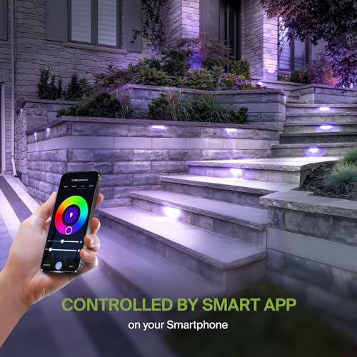 ASD LED 7 Inch Retaining Wall Light Fixture, Hardscape Paver Lighting | RGBW, App & Voice Control, Waterproof, ETL Listed | 3W 110LM RGB-2700K-6500K 12V | Landscape Step Illumination | Black, 16 Pack - Image 5