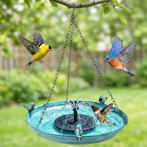 DazSpirit 14.9" Hanging Bird Bath with Solar Fountain for Outdoors by DazSpirit