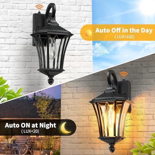 YSN 16" Dusk to Dawn Outdoor Light Fixture Wall Mount, Black, 2 Packs - Image 3