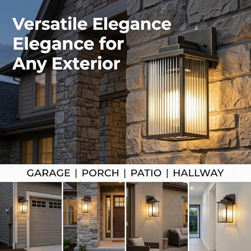 13" Black Brush Gold Dusk to Dawn Wall-Mounted Porch Light - Image 3