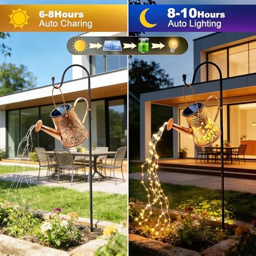 Solar Watering Can Lights:Outdoor Waterproof Metal Led String Lantern - Butterfly Fariy Hanging Decorations for Garden Pathway Patio - Mothers Day Gifts for Mom Grandma Women Over 40 - Image 2