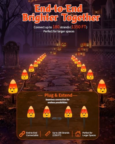 Halloween Candy Corn Lights Outdoor,4PCS Candy Corn Pathway Lights - Image 5