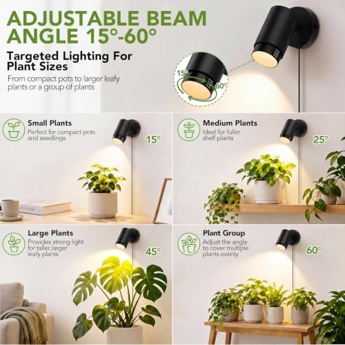 3CCT Wall Mounted Grow Light for Indoor Plants, 35W LED Plant Light, Black - Image 3