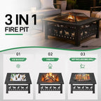 Outvita Outdoor Fire Pit, 32 Inch Square Firepit Table, Elk Cutout - Image 2