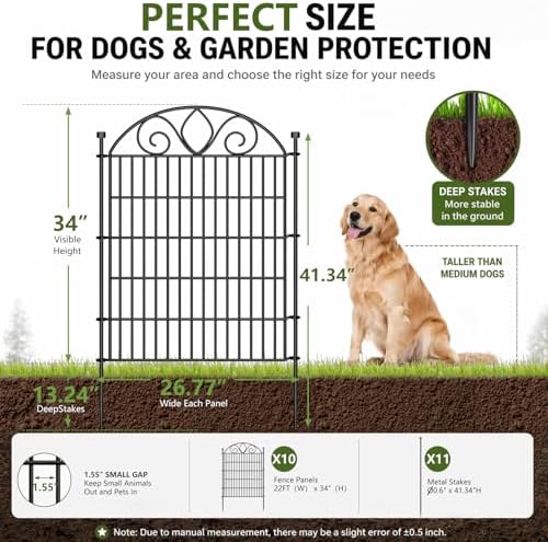No Dig Garden Fence Outdoor for Yard, 10 Panels - Image 2
