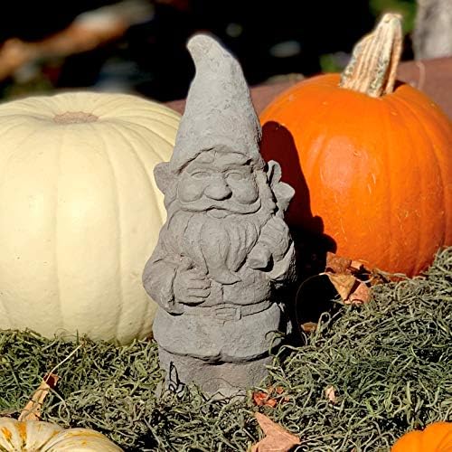 Garden Gnome with Mallet: Solid Durable Stone Statue with Vintage Texture. Sealed for Outdoors. Handcrafted USA. (Antique/Gray) by Unknown