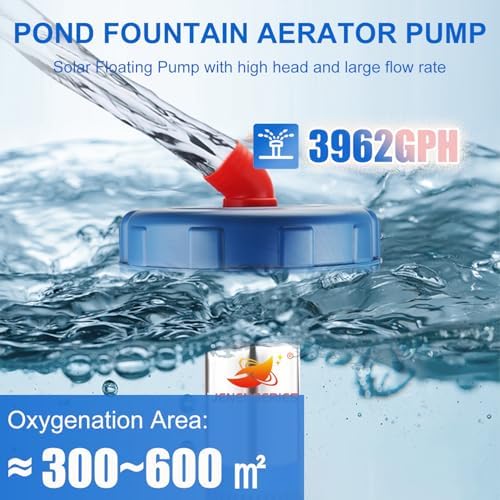 Solar Pond Fountain Aerator 0.5HP 24V Stainless Steel DC Floating water Pump with 20ft Cord wire suitable for Lake Fountain/V-Shape Display/Pond Cascade Pump/Pond Jet System - Image 3