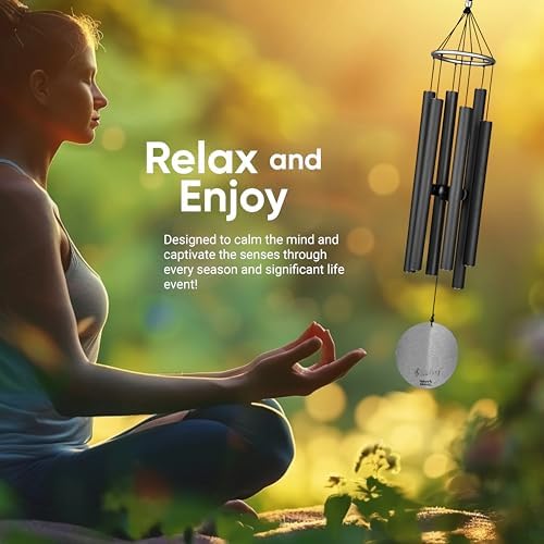 Nature’s Melody Aureole Tunes Wind Chimes – Outdoor Windchime with 6 Tubes Tuned to E Pentatonic Scale, 100% Rustproof Aluminum, Powder Finish & S Hook Hanger for Sympathy, Memorial Gift or Zen Garden - Image 3