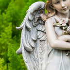 Grace4Joy Garden Angel Statue Outdoor Decor - 19.3 Inches Guardian Angel Resin Figurine with Flowers, Hand Painted Religious,Fairy Sculpture for Home Yard Patio Lawn Hallway - Image 6