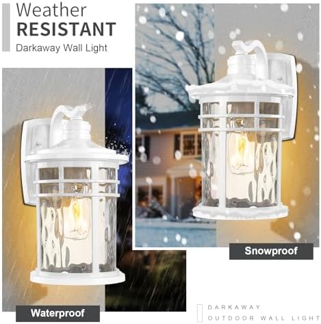 Darkaway Outdoor Wall Light Fixture,14.57inch Large Outside Porch Lights Wall Mounted Water Ripple Glass Exterior Waterproof Lantern Modern Wall Sconce Lighting for Front Door Yard Patio - Image 4