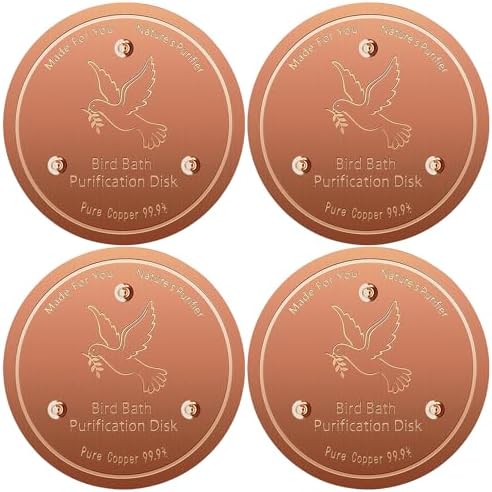 Bird Bath Copper Disk, Pure Copper Bird Bath Purification Disc, Save Cleaning Time, Chemical Free,Safe Natural Solution for Birdbaths Bowls&Waterfall Fountain, Year-Round Use (4 pcs) by Unknown