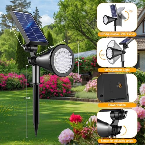 Solar Lights Outdoor Waterproof Spot Lights, Multicolor 2 Pack - Image 3