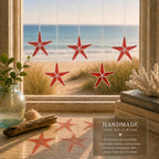 Stained Glass Red Starfish 3in Suncatcher Set of 5, Coastal Home Decor - Image 5