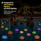 12 PCS Floating Lotus Flower Solar Pool Lights with Lily Pads (Multicolor) - Image 4