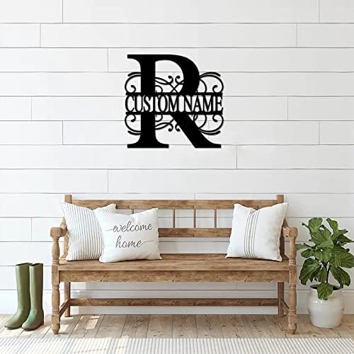 R Custom Name Initial Letter Monogram Metal Sign Decorative Iron Metal Wall Sculpture Cut Out Sign Decorative Metal Welcome Sign Welcome Sign for Living Room Dock Porch Home Decor 18 Inch - Image 5