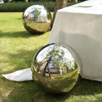 Tableclothsfactory Silver Stainless Steel Gazing Globe Mirror Ball, Reflective Shiny Hollow Garden Spheres - 20" - Image 5