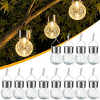 Hanging Solar Lights Outdoor Garden, 12 Pack Cracked Glass Hanging Ball Lights with Handle, IP65 Waterproof Outdoor Lanterns Decorative Globe Lights for Garden Yard Tree Balcony Patio Gazebo by Unknown