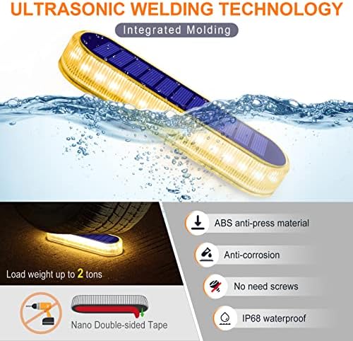 YiLaie Stick on Flat Solar Step Dock Deck Stair Lights Outdoor Waterproof - Image 5
