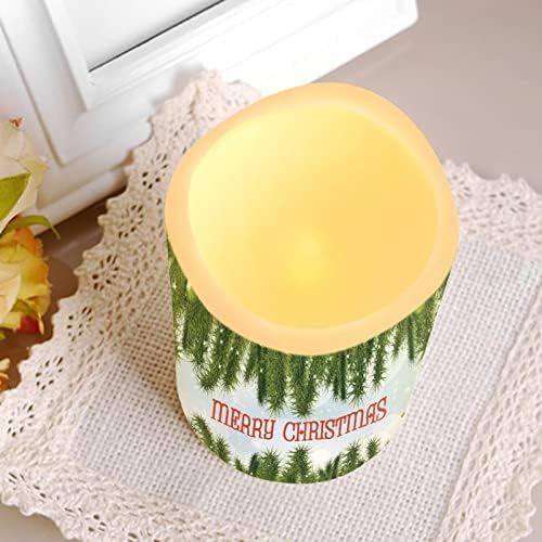 Jeiento Flickering Flameless Pillar Candles with Timer, Battery Operated White Real Wax Warm Light Pillar Candles, Christmas Tree Decal - Image 6