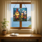Bee Friend Gnome Stained Glass Suncatcher – Square Hanging Window Panel for Home or Greenhouse – Whimsical Glass Art Gift for Garden Lovers, Christmas, Halloween, Father Days SepAyu - Image 6