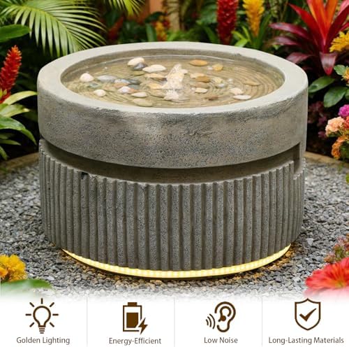 Sunlinua Small Modern Outdoor Water Fountain with Quiet Pump - Image 4