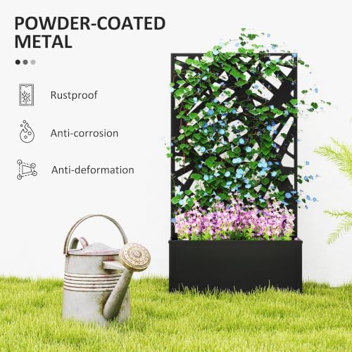 Outsunny Metal Raised Garden Bed with Trellis, Irregular Line Cut-Outs - Image 5