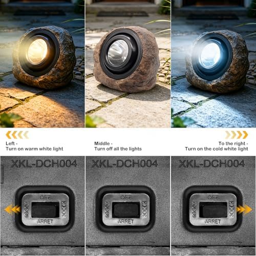 VOOKRY Brown Solar Rock Lights Outdoor, IP65 Waterproof Garden Stone Lights - Image 6