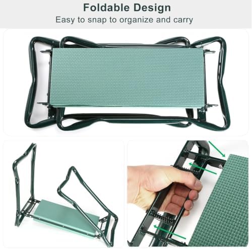 Foldable Garden Kneeler Seat w/Kneeling Soft Cushion Pad Tools Pouch Portable Gardener Kneeling Bench Stool - Image 2