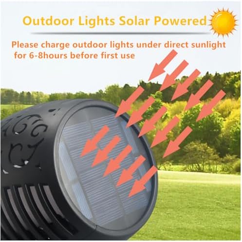 Solar Outside Torch Lights, Outdoor LED Flickering Flame for Garden Decor - 6 Pack, Waterpoorf Landscape Auto On Off Solar Powered Lights for Patio Lawn Yard Driveway Pathway - Image 6