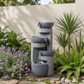 19.7" Tall Outdoor Water Fountain, 5 Tier Cascading Bowls and Stacked Water Fountain with LED Lights, for Yard Décor, Backyard, Patio and Deck (31.5'') by Unknown