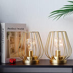 TRIROCKS Set of 4 Metal Battery Operated Lamp 7'' Tall Mini Cage Shape Cordless Table Lamp Battery Lanterns with Warm Fairy Lights Bulb for Patio Garden Wedding Parties Indoor Outdoor(Gold) - Image 5