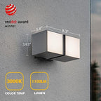 LUTEC Cuba Dusk to Dawn Outdoor Wall Lights, 3000K 1100LM LED Integrated Porch Wall Light Outdoor, IP54 Waterproof Aluminum Wall Sconce Exterior Light for Porch Patio Garage-Black - Image 4
