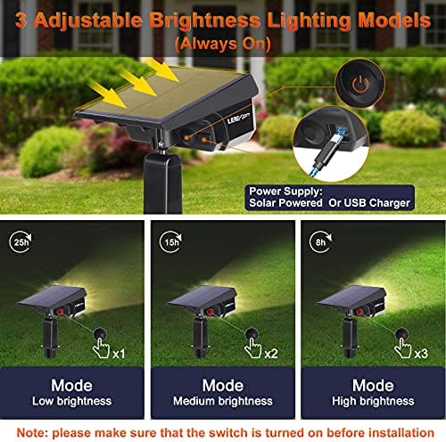 LEREKAM 40 LEDs Spotlights,IP65 Waterproof Solar Powered Landscape Spotlights 2-in-1 Wall Light, Outdoor Landscaping Lights Auto On/Off for Yard Garden 2Pack Warm-White - Image 4