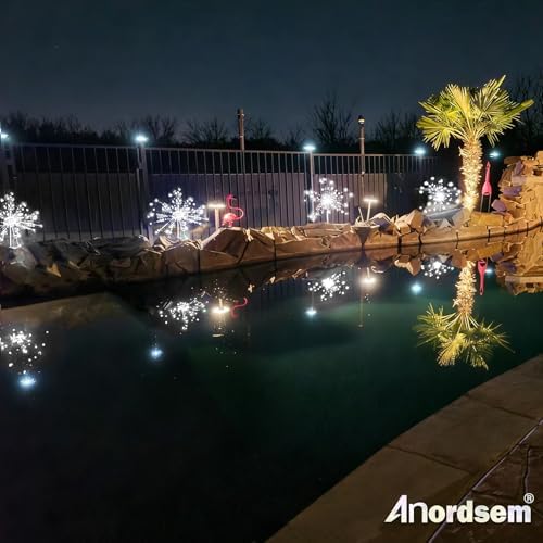 Anordsem Solar Firework Lights Outdoor Garden Sparkler Lights 6 Pack White - Image 7