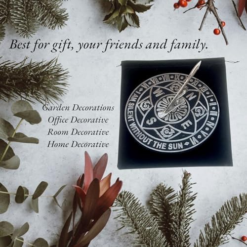 Solid Aluminum Sundial Clock for Garden Yard Outdoor, Handmade Silver & Black Garden Sundial with Velvet Case Home Decor Gift Garden Gift - Image 5