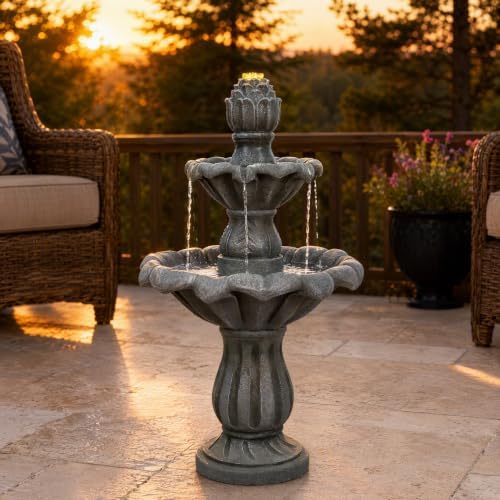 European Style Tiered Garden Fountain, Resin Outdoor Water Feature - Image 2