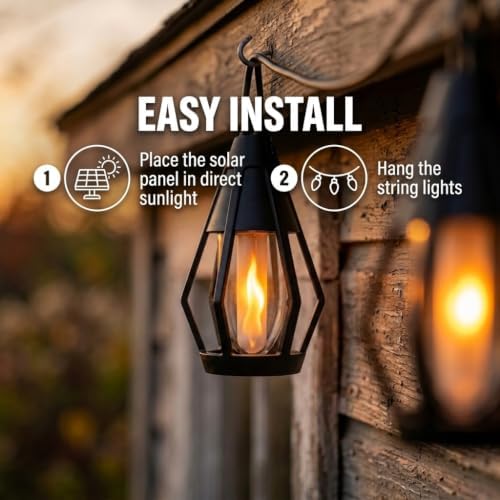 FoxFlame Solar String Lights Outdoor Waterproof, Patented Fire Effect 21 Ft - Image 4