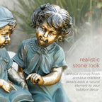 Alpine Corporation GXT258A Outdoor Finely Sculpted Boy and Girl Reading Book Garden Statue, 19"H, Bronze - Image 6