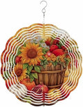 Fall Orange Wind Spinner for Yard and Garden, Thanksgiving Maple Sunflowers Pumpkin Hanging Wind Spinner Outdoor 3D Kinetic Wind Sculpture Spinners Indoor Outdoor Patio Décor Ornaments Gift 10" by Unknown