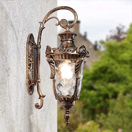 Rustic Waterproof Outdoor Wall Lamp - Vintage Kerosene Lantern Style Sconce with Glass Shade for Courtyards, Balconies, Aisles, and Corridors,Brass - Image 5
