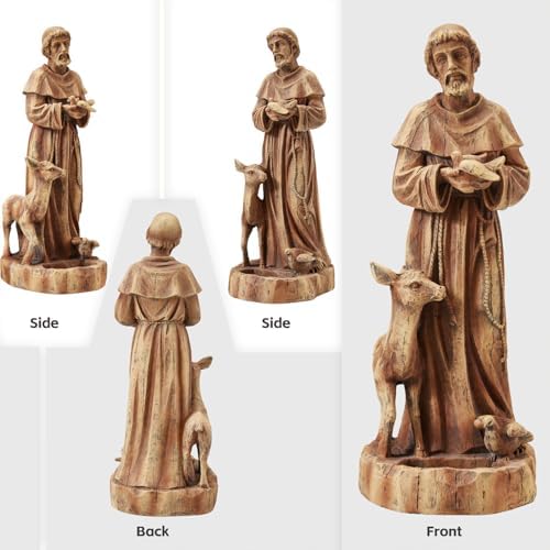 25" St Francis Garden Statue with Bird Feeder, Outdoor Patio Decor - Image 7