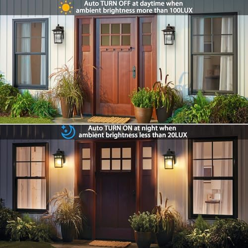 Porch Light with GFCI Outlet, 2 Pack Dusk to Dawn Outdoor Wall Lights - Image 4