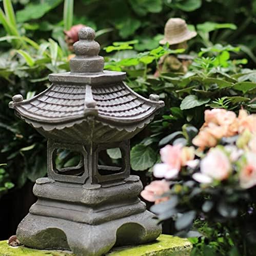 13.4 Inch Small Pagoda Garden Light Solar Light, Japanese Outdoor Pagoda Statue Zen Art Oriental Lawn Sculpture - Image 2