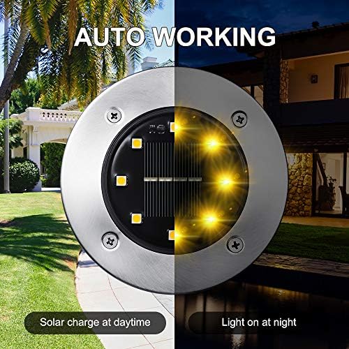 LYHOPE Solar Ground Light Outdoor, 16 Pack 8 LED Solar Disk Lights Waterproof Garden In-ground Pathway Lights Landscape Lighting for Lawn,Yard,Deck,Patio,Walkway (Warm White) - Image 5