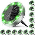 Peasur Solar Ground Lights Outdoor, 12 Pack Flat Solar Powered Disc Lights, IP68 Waterproof, Anti-Rust, Landscape Lighting for Pathway Garden Yard Lawn Walkway Landscape Driveway, Green by Peasur