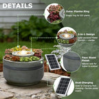 Solar Water Fountain Outdoor Garden Zen Bubbler with Lights - Image 3