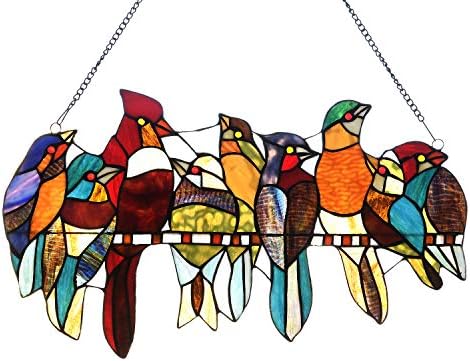 Capulina Tiffany Birds Stained Glass Window Panels Hangings by Capulina