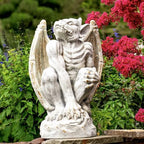 Zaer Ltd. Set of 2 Gothic Gargoyle Garden Statues, 28.4 Inch Tall Outdoor Sculptures (Distressed Gray) - Image 3